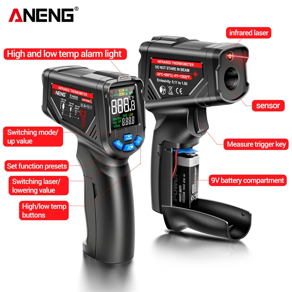 Termovisor Digital Infravermel - Industrial Laser Temperature Sensor avaliação e preço