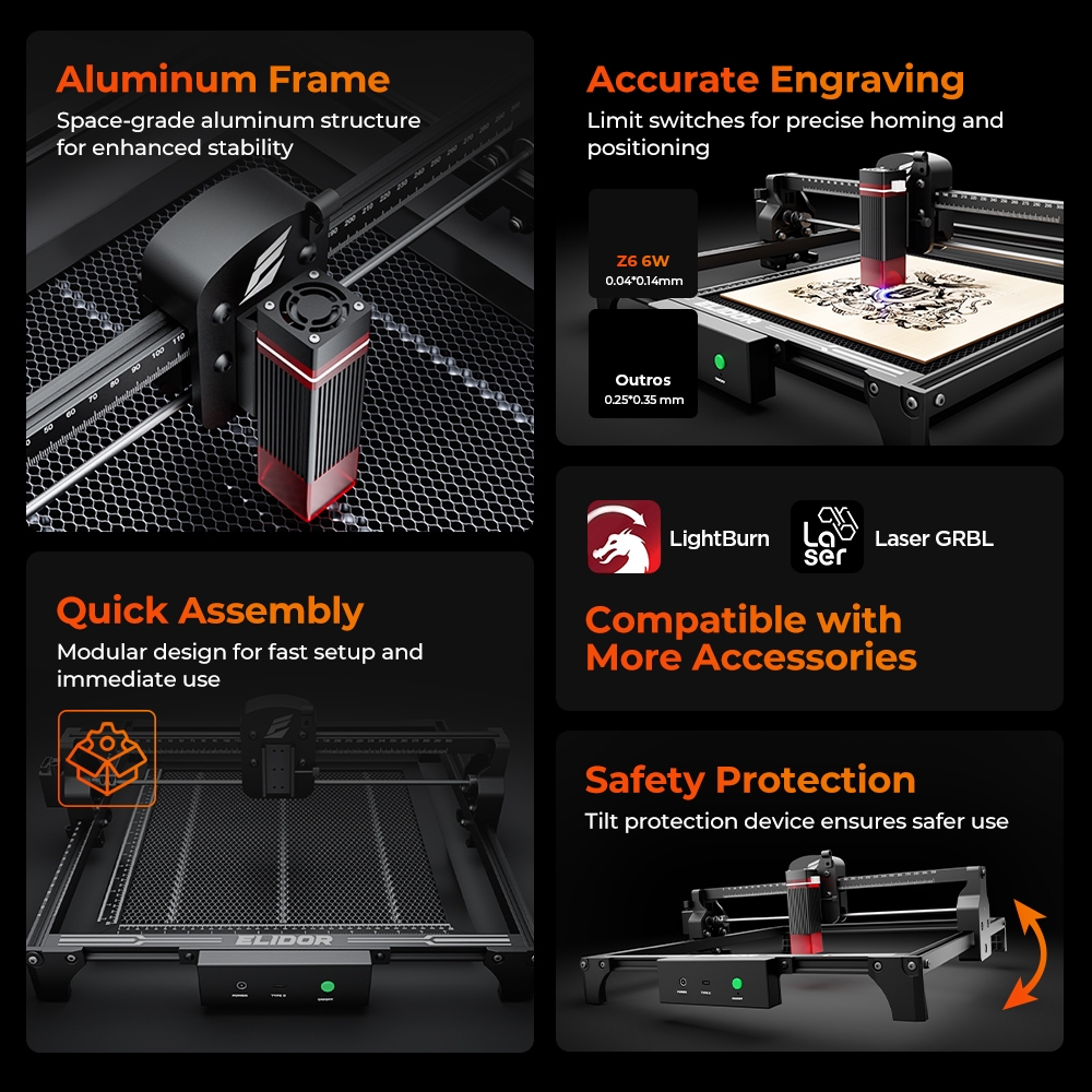 Elidor z6 6w gravador a laser  - Industrial Laser Cutter avaliação e preço